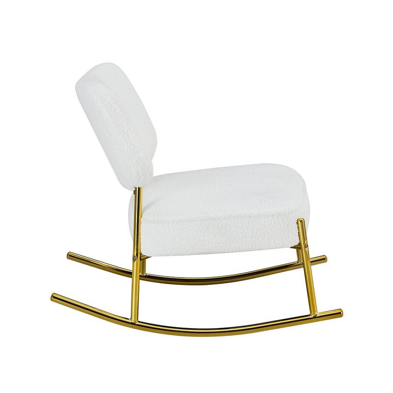 PU/Teddy suede material cushioned rocking chair with metal legs