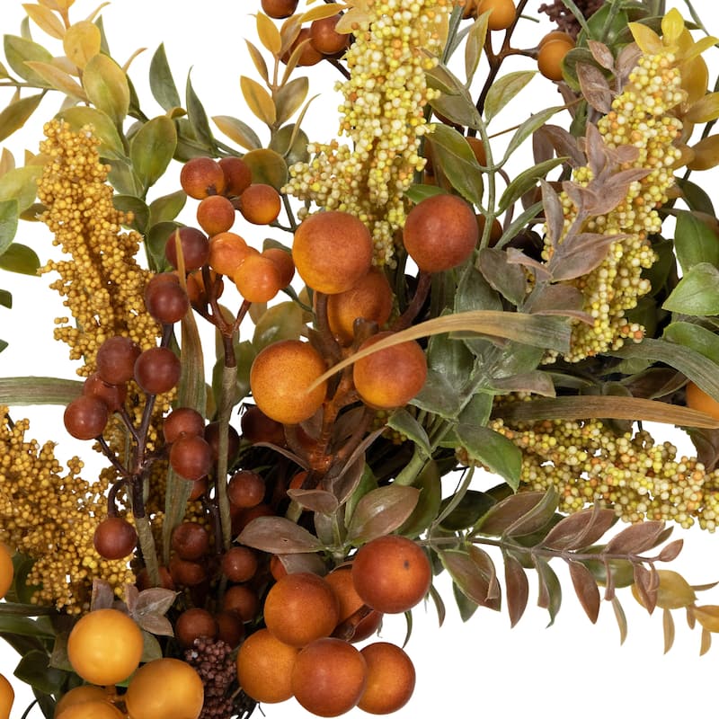 Real Touch™️ Foliage and Berry Clusters Artificial Fall Harvest Wreath - 24" - Unlit