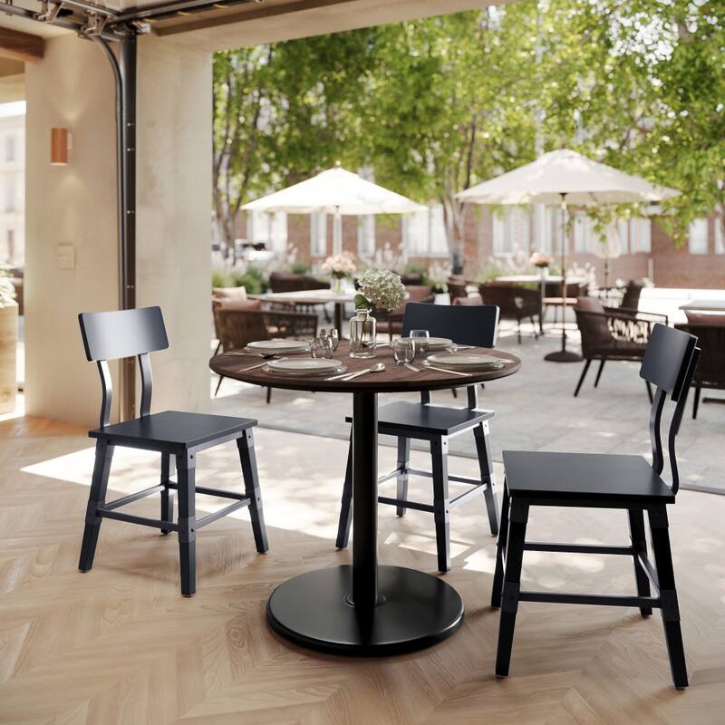 Commercial HPL Tabletop with Table Height Round Base - 36"W x 36"D x 29.5"H