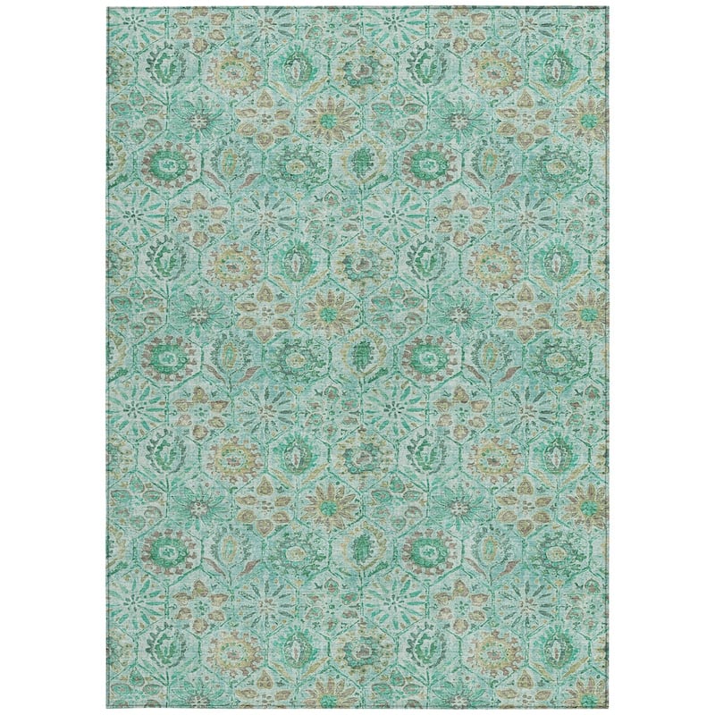 HomeRoots Floral Transitional Rectangle Outdoor Rug