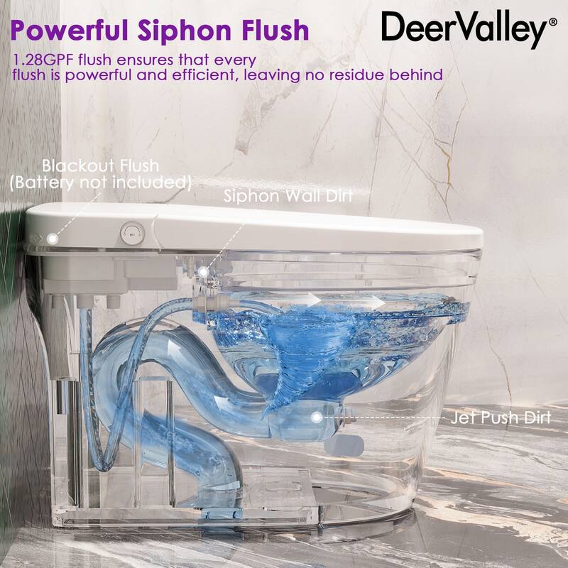 DeerValley smart toilet, heated seat, warm dryer, foot sensor operation, night light, non tank toilet with LED display screen