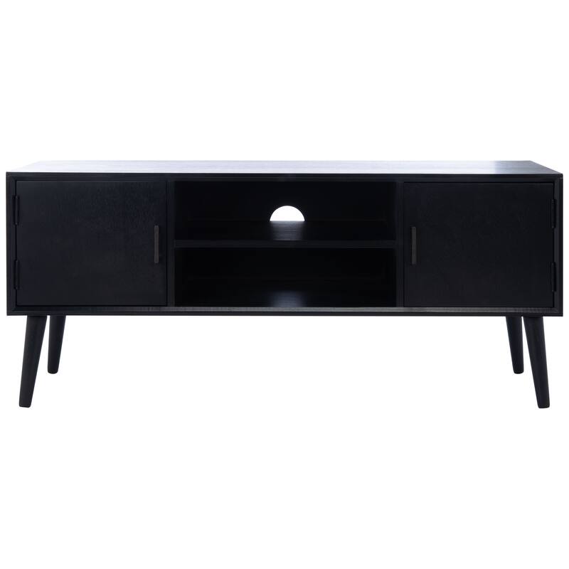 SAFAVIEH Maegan Mid-Century 47-inch Storage Media TV Stand - 47.3" W x 15.8" L x 20" H - 47Wx16Dx20H - Black
