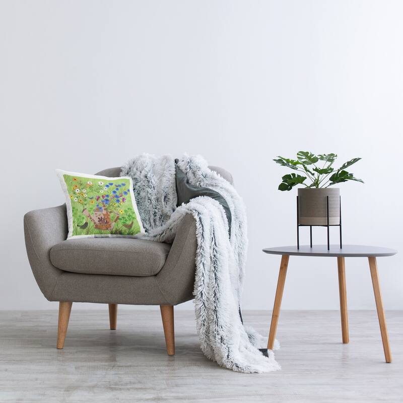 Stupell Bright Gardening Can & Birds Decorative Printed Throw Pillow Design by Kay Widdowson
