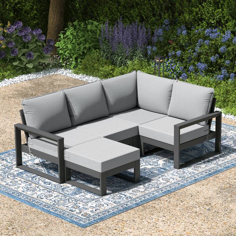 Endless Patio 5-Piece Deep Seating Set with Ottoman with Gray Frame