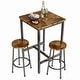 preview thumbnail 3 of 6, 3 Piece Dining Table Set, Modern Square Bar Table and 2 Round Stools, Kitchen Counter Height Table Set