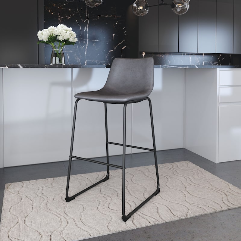 Smart Bar Chair (Set of 2) - 19.7" W x 21.3" D x 39.4" H - Charcoal