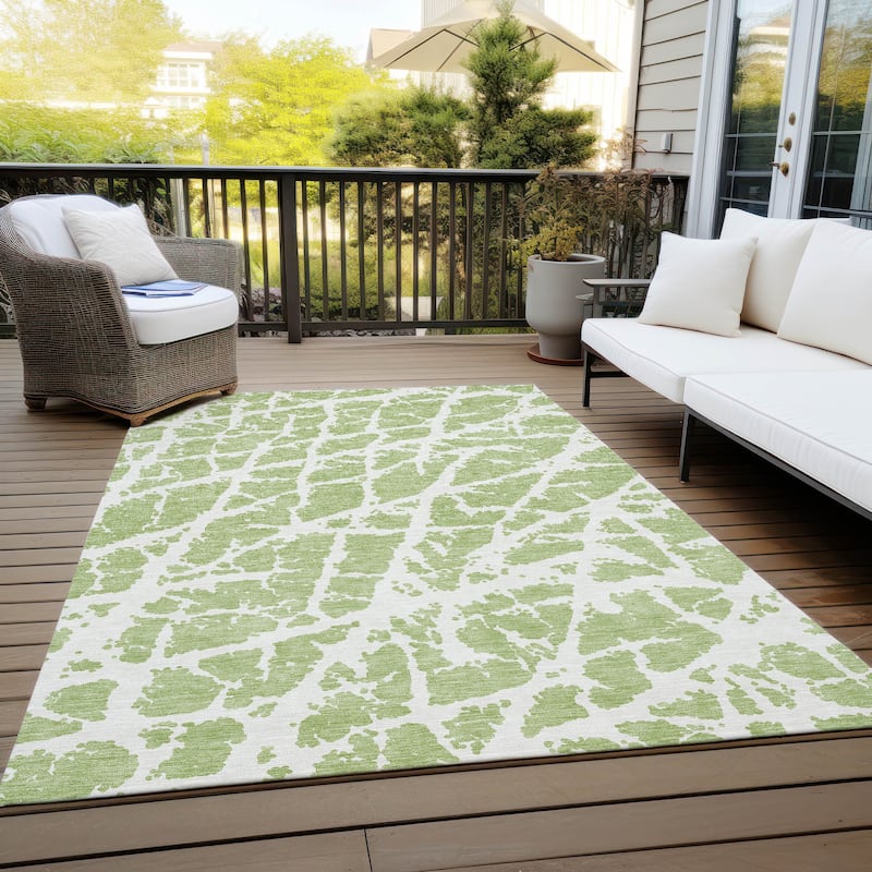 Machine Washable Indoor/ Outdoor Transitional Aloe Crackle Chantille Rug - Aloe - 2'6" x 3'10"