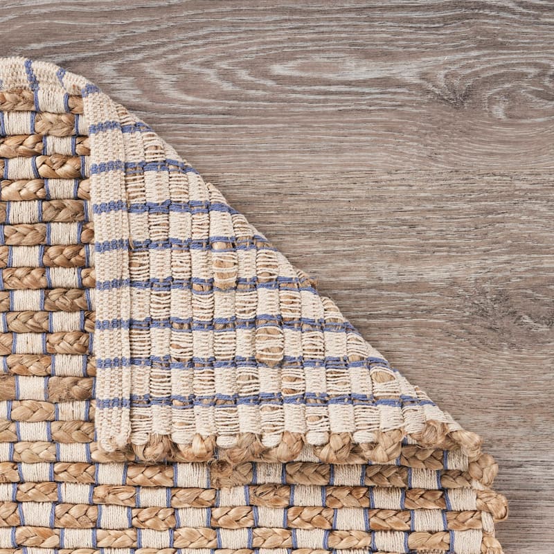 Sevita Organic Jute Interwoven Area Rug, Natural and Indigo