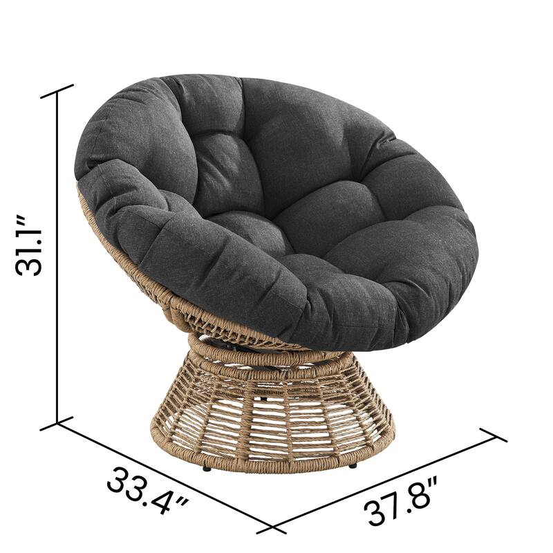 Corvus Holbaek Swivel Papasan Wicker Chair with Cushion