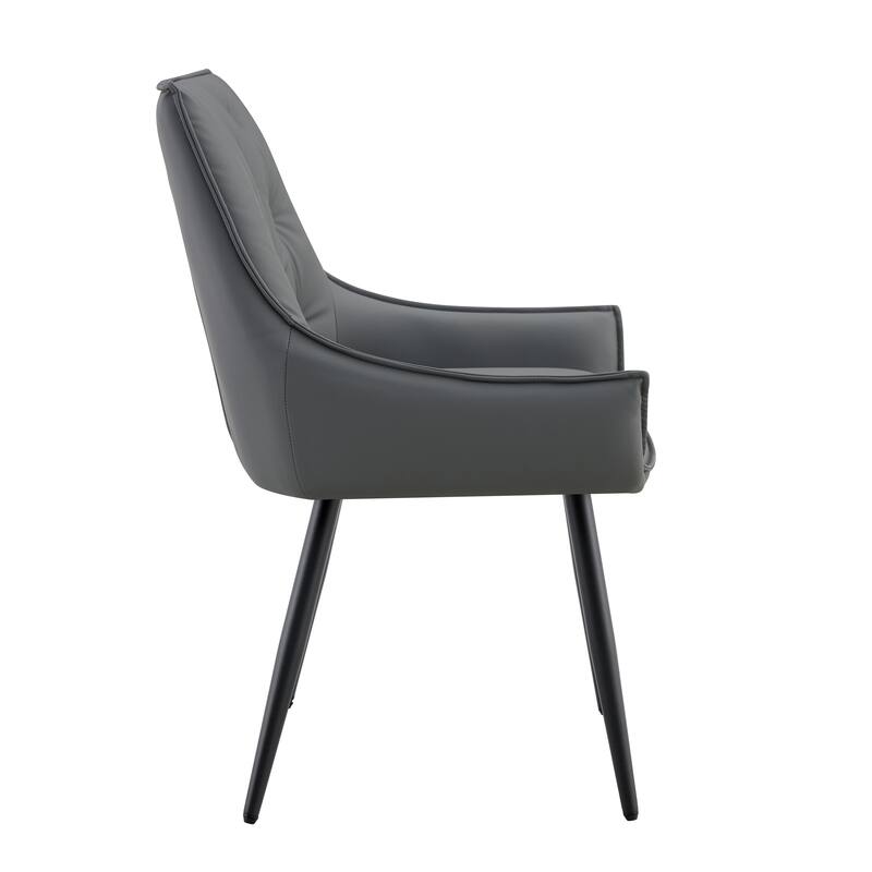 Dining Chairs Set of 2, Faux Leather Dining Room Chair, Metal Kitchen Chairs with Mesh Texture and Sanded Legs