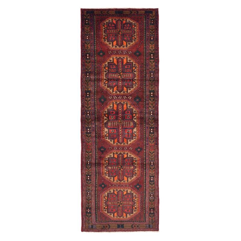 ECARPETGALLERY Hand-knotted Konya Anatolian Dark Red Wool Rug - 3'7 x 10'6