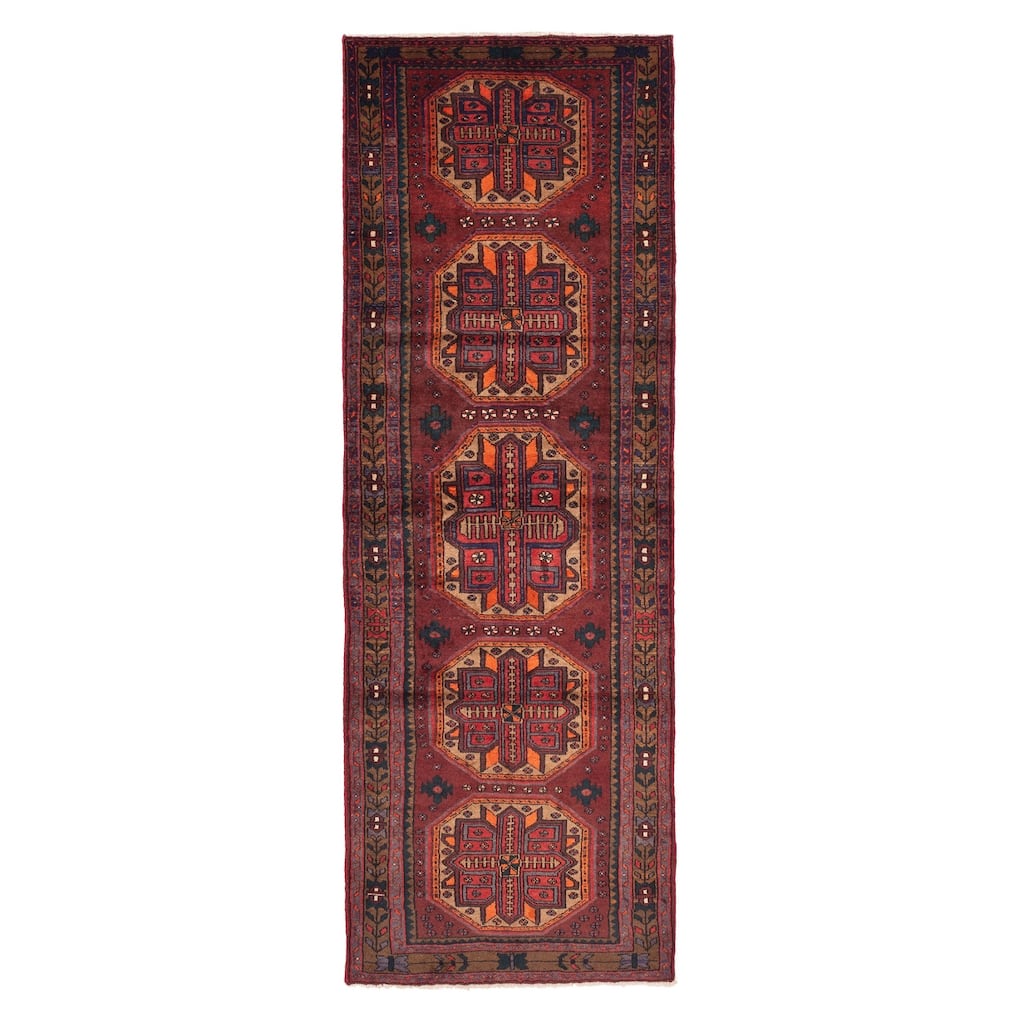 ECARPETGALLERY Hand-knotted Konya Anatolian Dark Red Wool Rug - 3'7 x 10'6