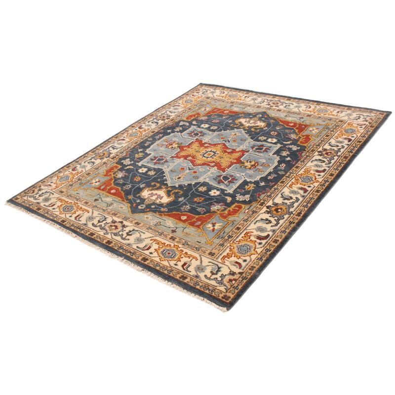 ECARPETGALLERY Hand-knotted Jules Serapi Navy Wool Rug - 8'1 x 9'11