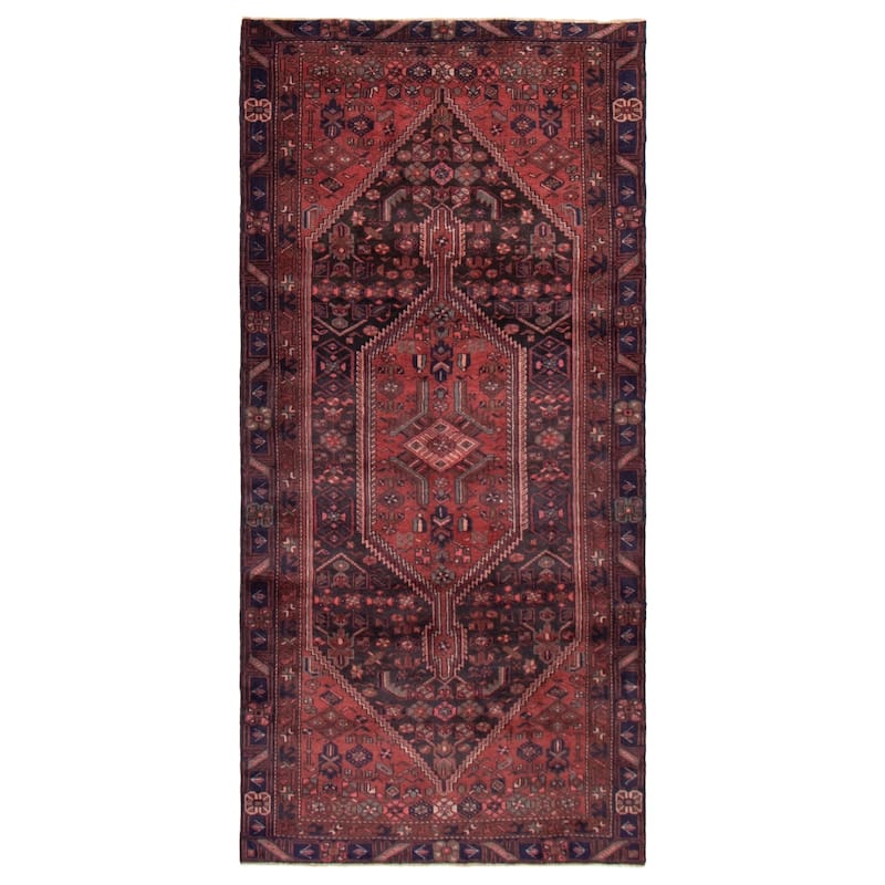 ECARPETGALLERY Hand-knotted Andelz Black, Red Wool Rug - 4'6 x 9'4 - Black/ Red - 4'6 x 9'4