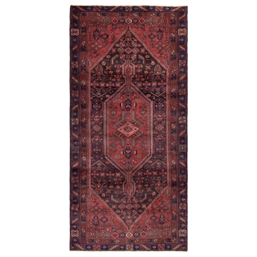 ECARPETGALLERY Hand-knotted Andelz Black, Red Wool Rug - 4'6 x 9'4