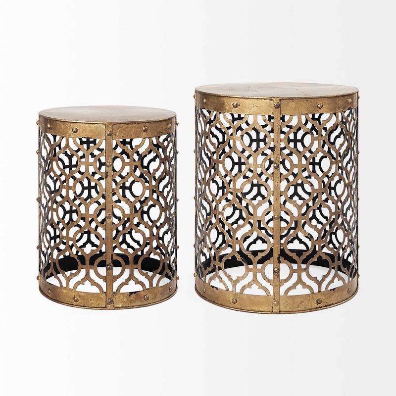 HomeRoots Set of Two 20" Gold Round End Table - 15.00 in. x 20.00 in. x 15.00 in.