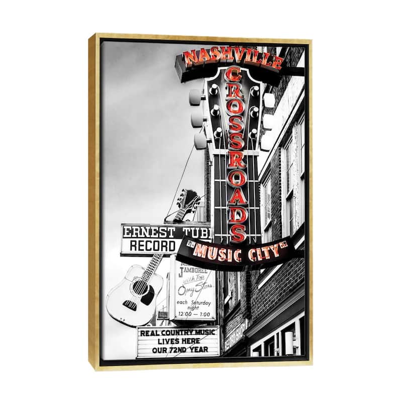 iCanvas "Nashville Music City Red" by Susanne Kremer Framed Canvas Print - Gold - 40x26