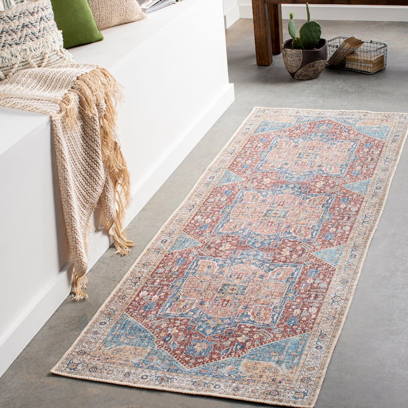 Livabliss Arabella Vintage Medallion Printed Machine Washable Area Rug