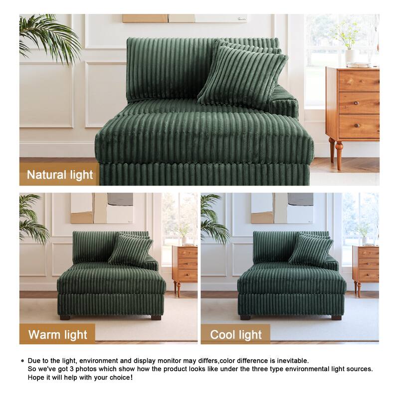 Modular Armchair and Ottoman Set with Adjustable Headrest, Flannel Upholstery