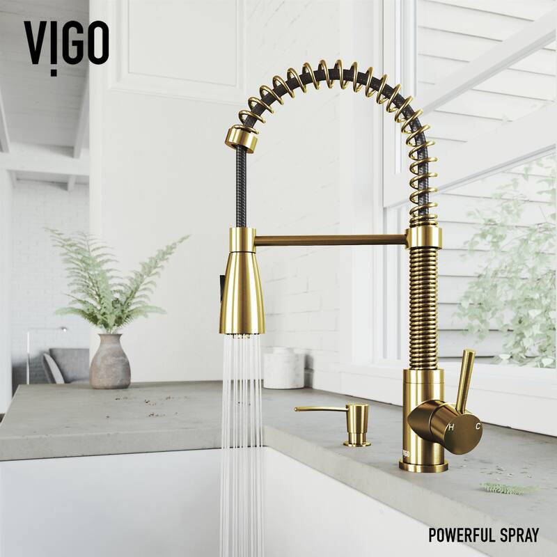 VIGO Brant 19" H Single Handle Pull-Down Sprayer Kitchen Faucet