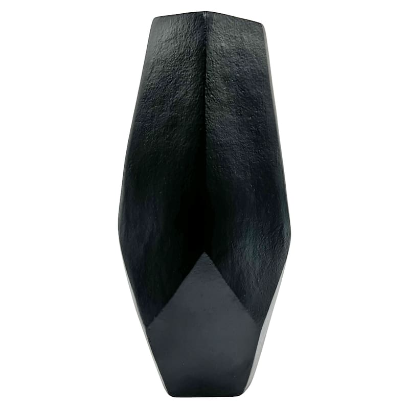 16 Inch Tall Decorative Handmade Aluminum Modern Diamond Flower Vase - Black