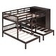 preview thumbnail 6 of 8, Full-Over-Twin-Twin Triple Bunk Bed w/ Large Wardrobe, Drawers & Shelves Storage, Wooden Bunkbed Frame w/Mirror for 3 Kids Teens