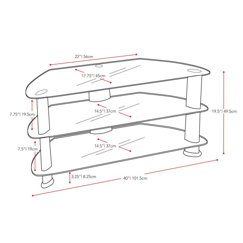 Laguna Black Glass TV Stand, for up to 48" TVs