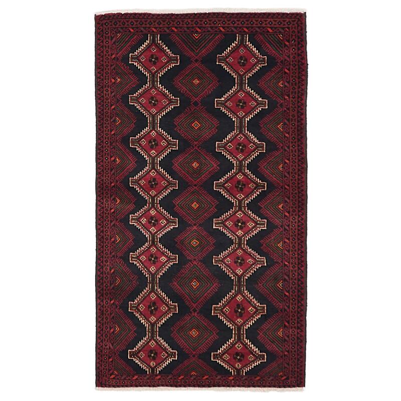 ECARPETGALLERY Hand-knotted Teimani Black, Red Wool Rug - 3'5 x 6'1
