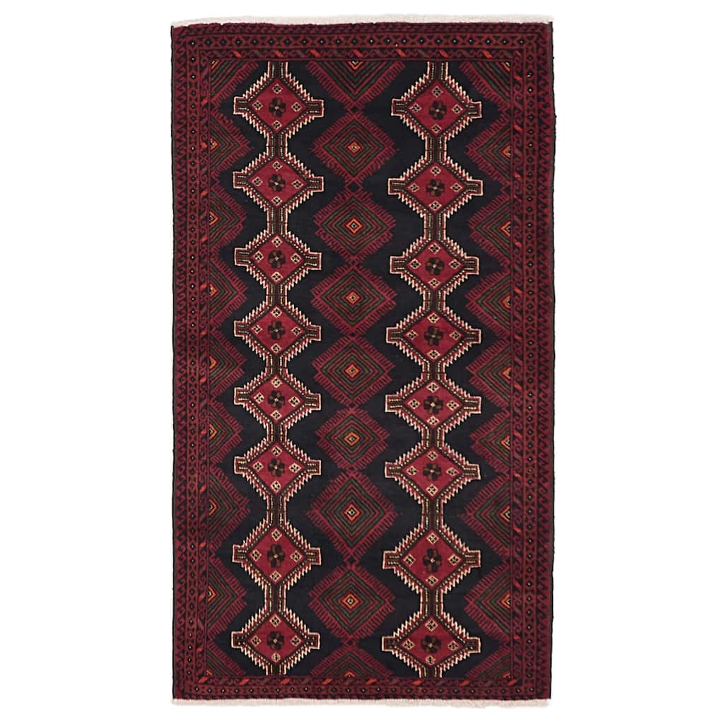 ECARPETGALLERY Hand-knotted Teimani Black, Red Wool Rug - 3'5 x 6'1