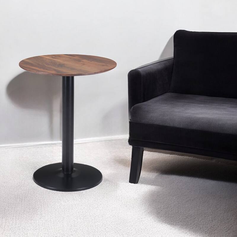 HomeRoots 24" Black And Brown Round End Table - 23.6' X '29.5' X '23.6 - Brown - Wood