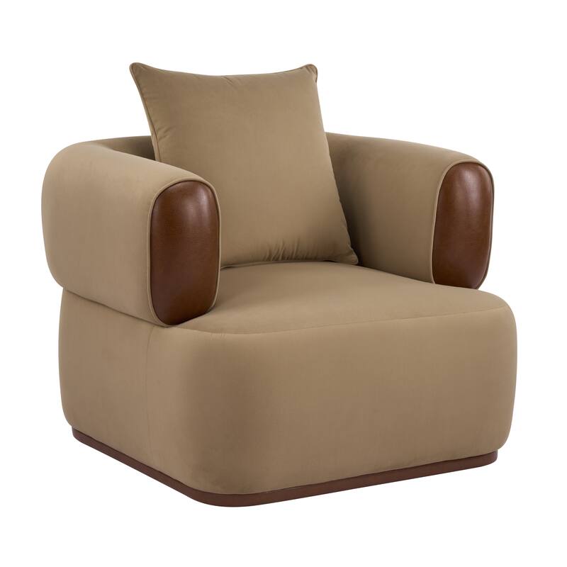 Christopher Knight Home Elyndor Velvet and PU Lounge Chair with Wrap-Around Backrest