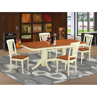 Dining Table Set - Extendable Kitchen Table with Faux Leather Chairs - 9 Piece Set