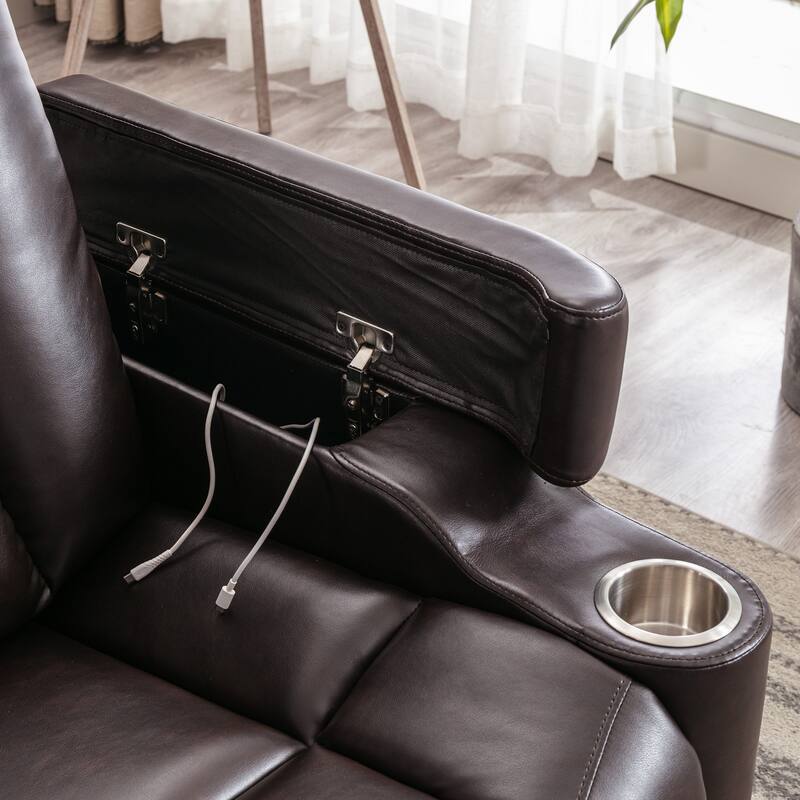 Power Leather Recliner Chair Home Theater Seating Soft