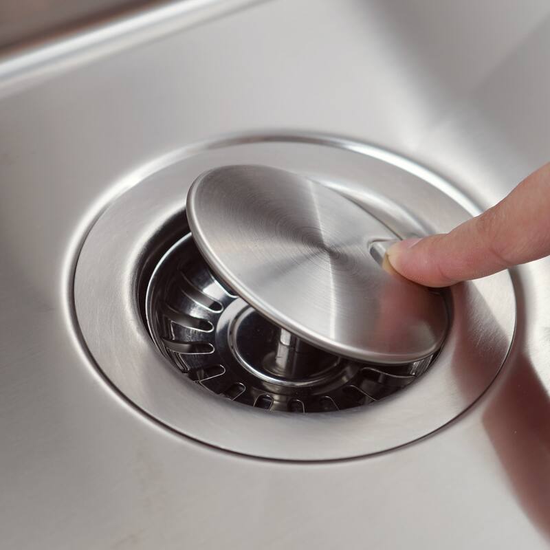 Kraus Kitchen Sink Basket Strainer with Cover - Stainless Steel