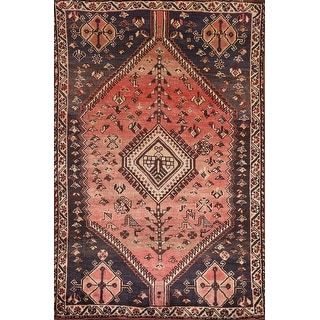 Qashqai Persian Vintage Area Rug Hand-knotted Wool Carpet - 4'7" x 6'5"