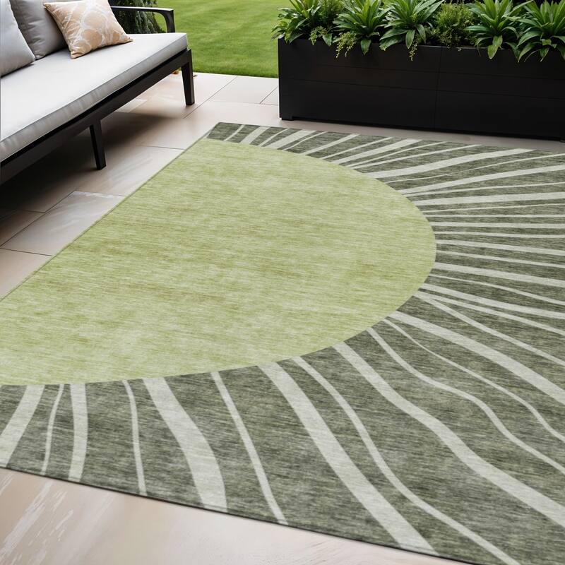 HomeRoots Abstract Transitional Rectangle Outdoor Rug - 5' X 8'