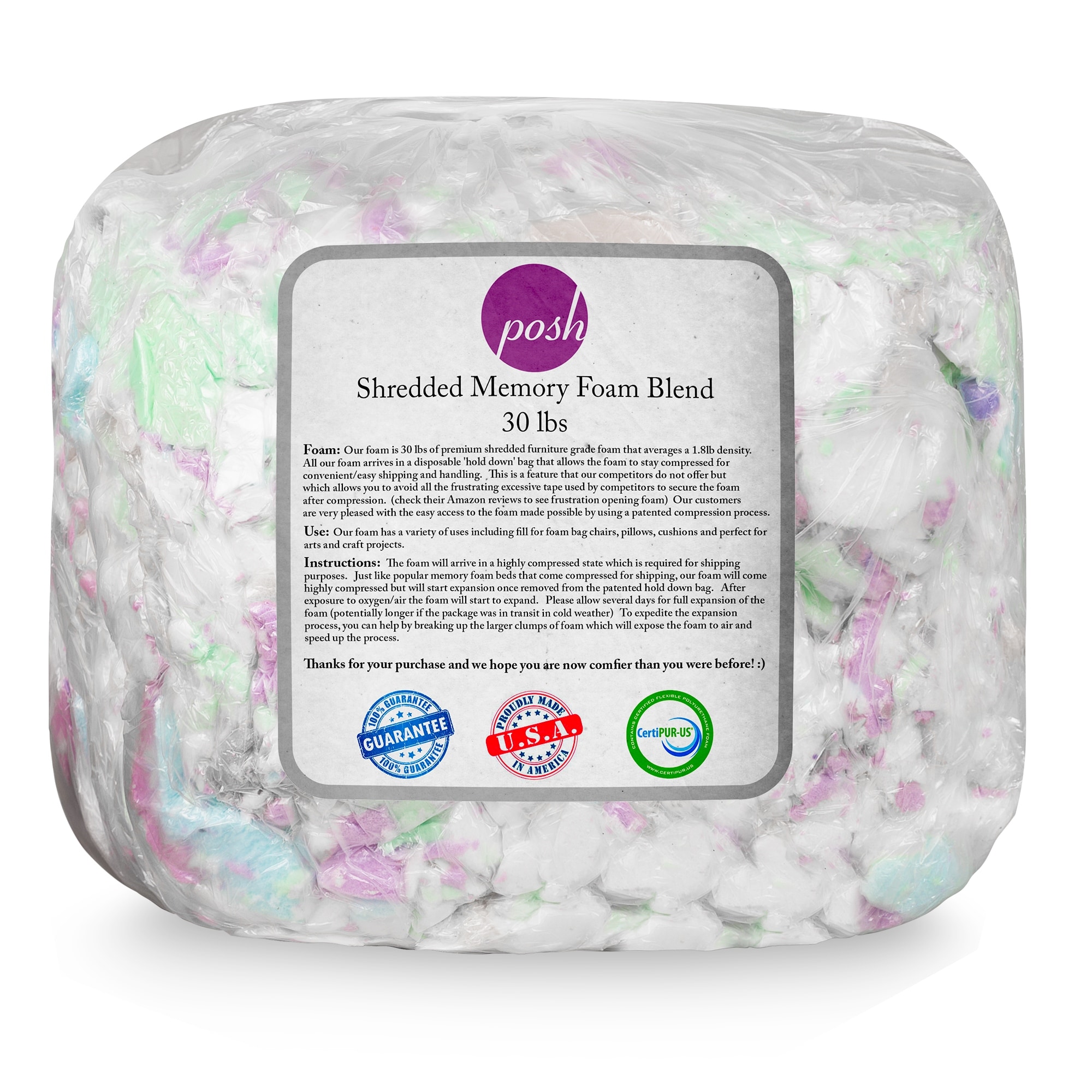 Bean Bag Filler 5Lbs Soft Pillow Stuffing Shredded Memory Foam