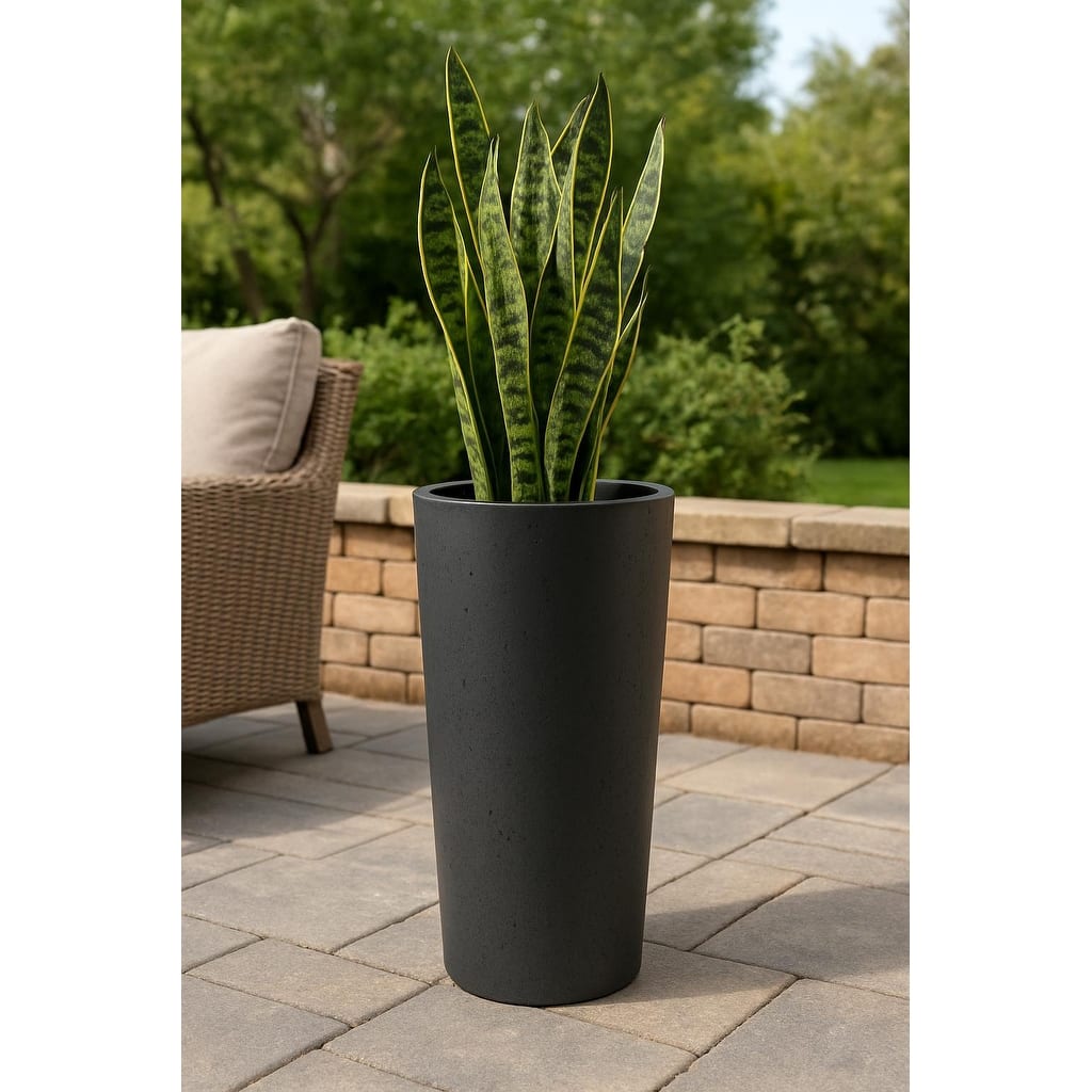 Grigio Vase Planter 14.25"W x 26.75"H, Lightweight Handmade Fiberstone, Frost & UV Resistant, Indoor/Outdoor - 14.25"W x 26.75"H