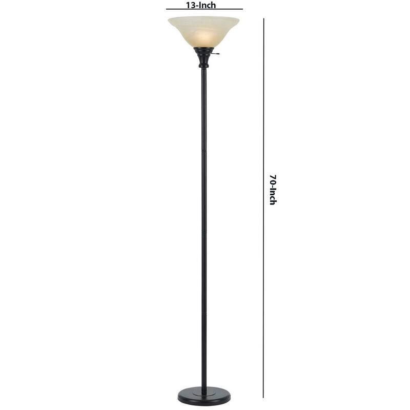 Metal Round 3 Way Torchiere Lamp with Frosted Shade, Dark Bronze and Gold