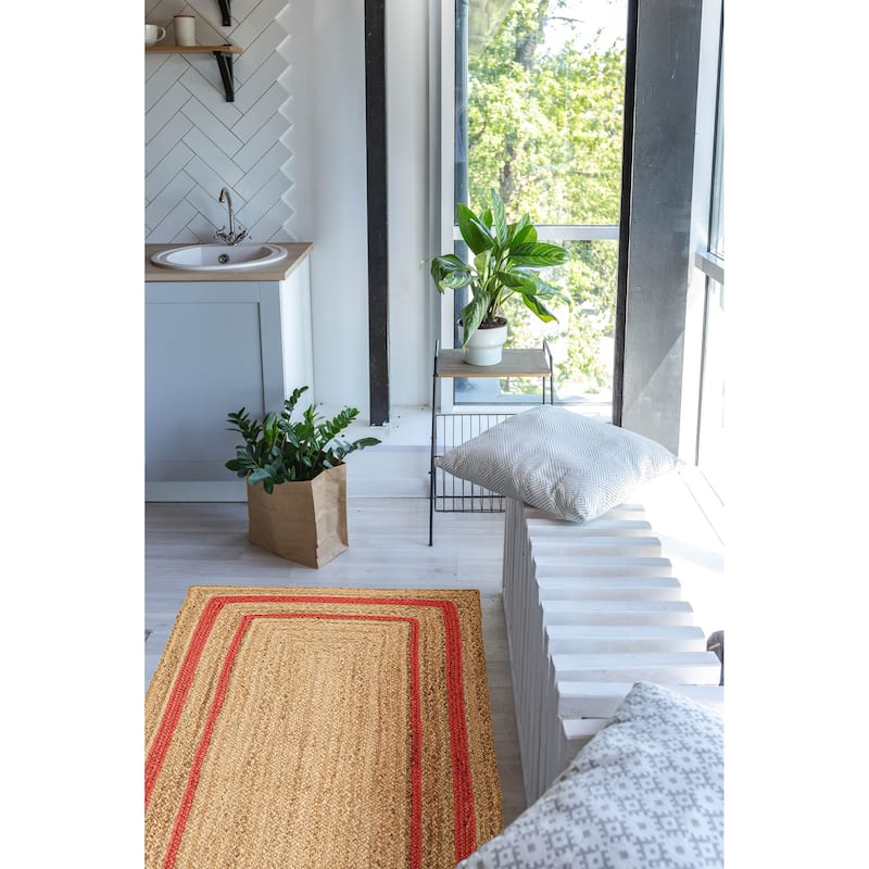 ECARPETGALLERY Braided Weave Palas Denizli Tan Jute Rug - 2'7 x 6'3