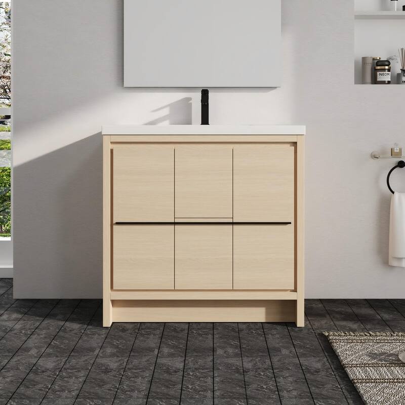 Malwee 24"/30"/36"/48"/60" Bathroom Vanity with Sink, FreeStanding Vanity with Soft Close Door and Drawer - 35.5"×18.1"×35.3"