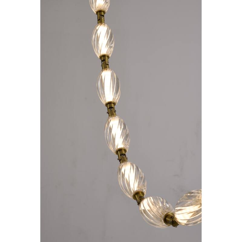 22-Light Brass LED Chandelier With Clear Crystal Shades