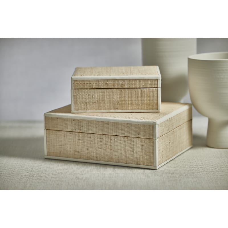 Reggio Natural Fiber Raffia Decorative Box