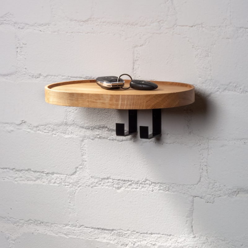 Solid Oak Wood Coat Rack with 2 Hooks