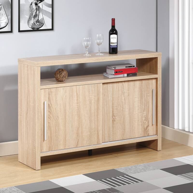 Sliding Door Buffet Coffee Bar with Adjustable Shelves for Kitchen or Living Room Storage