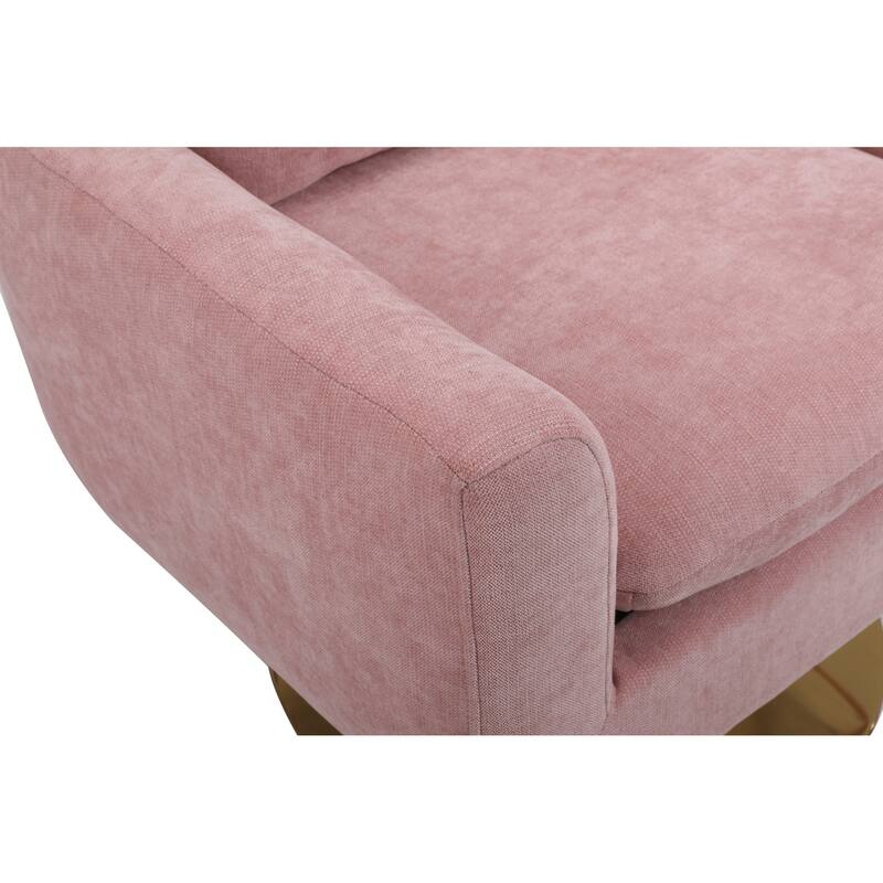 Swivel Accent Chair with Pillow Wide Upholstered & Gold Base, Modern Barrel Chair, 360-degree Swivel Sofa Chair for Living Room