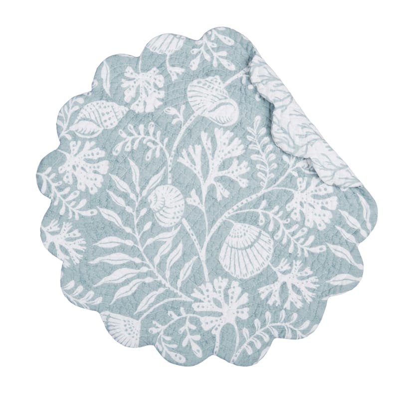 Seafoam Reef Round Quilted Placemat Set 6