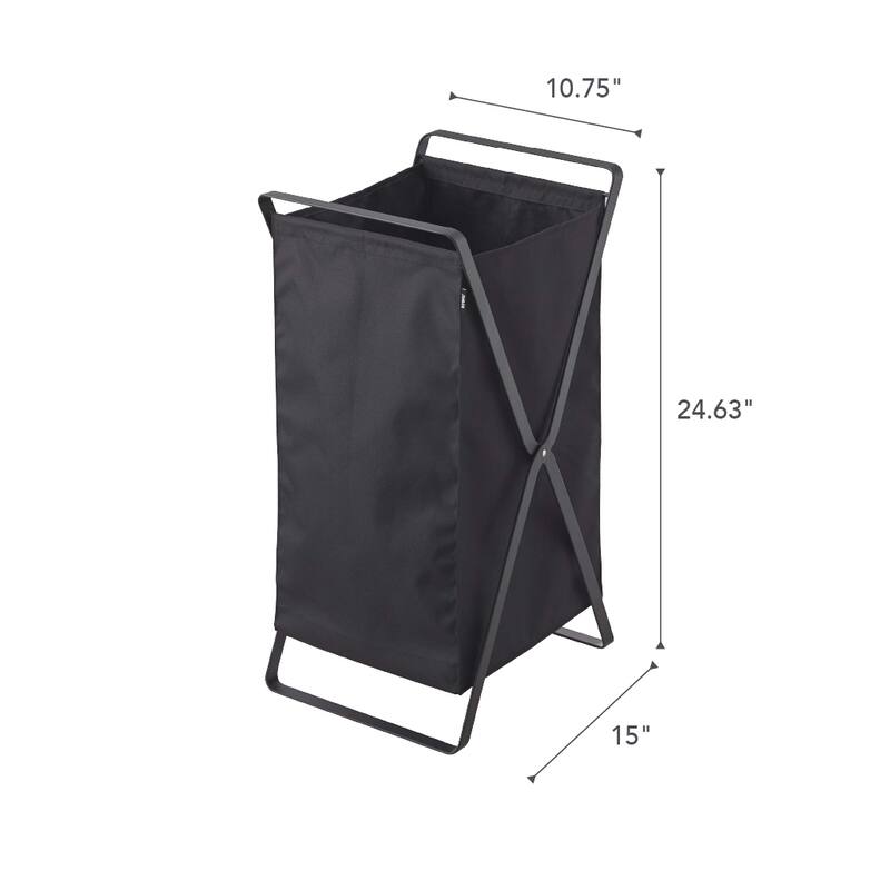 Yamazaki Home Laundry Hamper, Steel, 10.9 gallons, 45 liters, Holds 11 lbs, Collapsible - L 14.17 x W 11.81 x H 25.2 inches