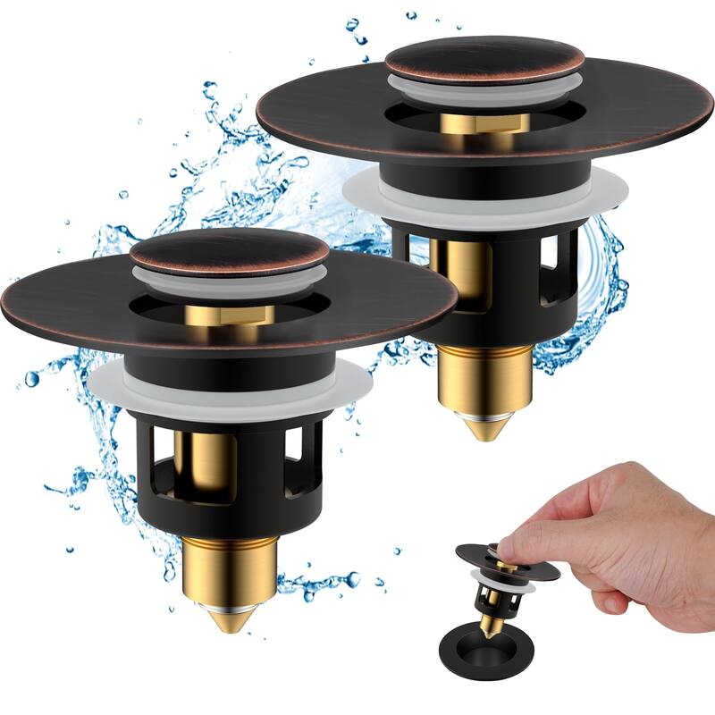 2pcs All Metal Universal Bathroom Sink Stopper for 1.0-1.8" Drain Hole - Oil Rubbed Bronze