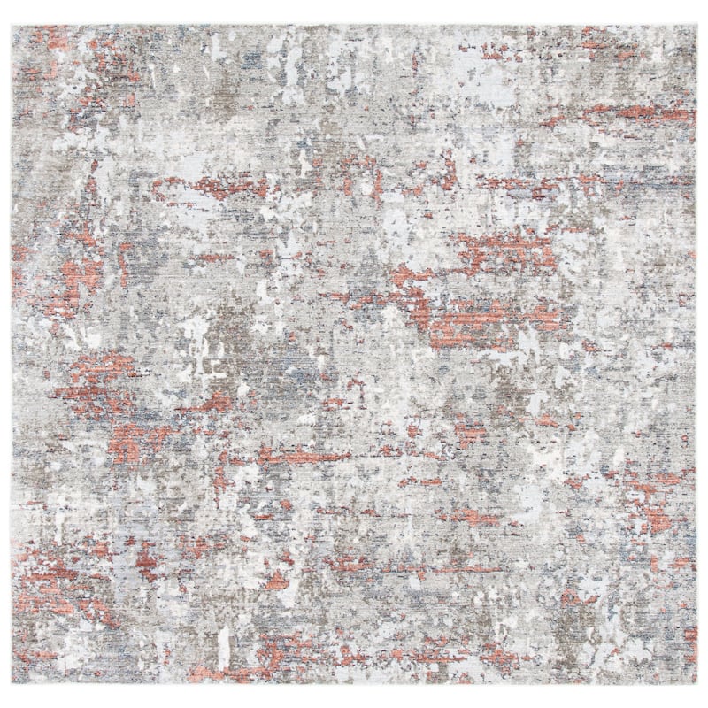 SAFAVIEH History Gisella Modern Rug - 6'7" Square - Light Grey/Terracotta
